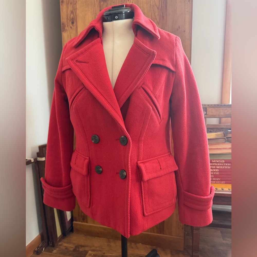 VINTAGE Early 2000’s American Eagle Red Pea Coat Size L